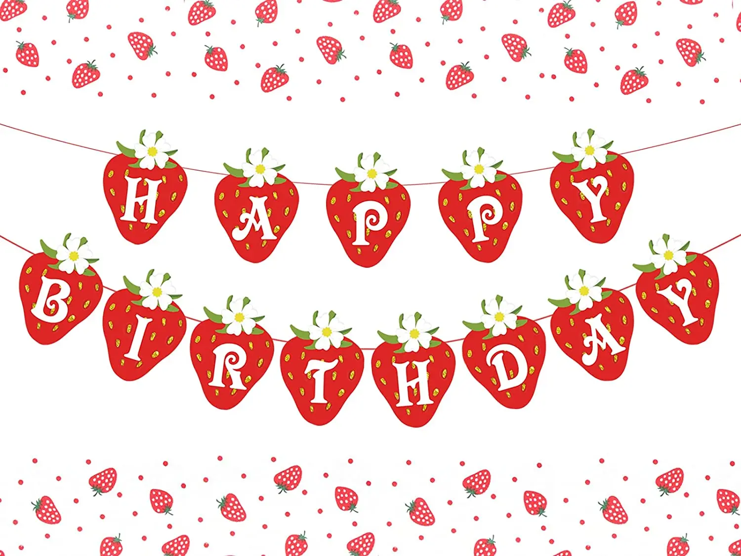 

Happy Birthday Banner for Girls, Strawberry Theme, Garland, Berry, Sweet Birthday Party, Hanging Decorations