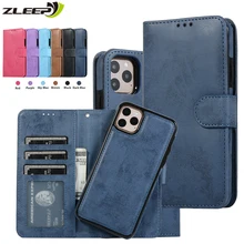 Luxury Leather Removable Case For iPhone SE 2020 12 13 Mini 11 Pro XR XS Max 6 6s 7 8 Plus 5 5s Flip Wallet Card Phone Bag Cover