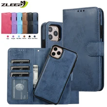 Luxury Leather Removable Case For iPhone SE 2020 12 Mini 11 Pro XR XS Max 6 6s 7 8 Plus 5 5s Flip Wallet Card Phone Bags Cover