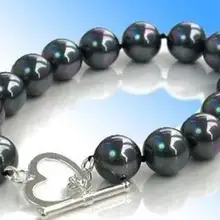 12 мм черные Южно-морские жемчужные круглые бусины браслеты 7,5 дюйма застежка в форме сердца АА