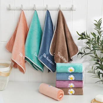 

Superfine Fibre Thick Online Celebrity Youth Sent Embroidery Towel Soft Absorbent Home Daily Hair Drying Towel Gift