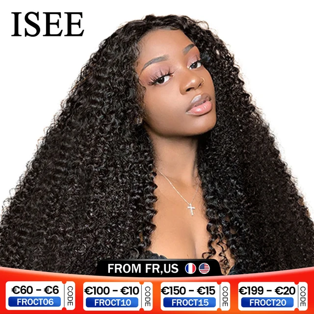 Mongolian Kinky Curly Wigs For Women ISEE HAIR Curly Lace Closure Wigs Curly Lace Front Human Hair Wigs 13X4 Lace Frontal Wig 1