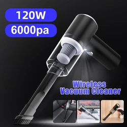 Aspirateur Portable sans fil 6000Pa 120W, puissant et Rechargeable par USB, pour voiture, camion, SUV, maison, bureau, poils d'animaux 