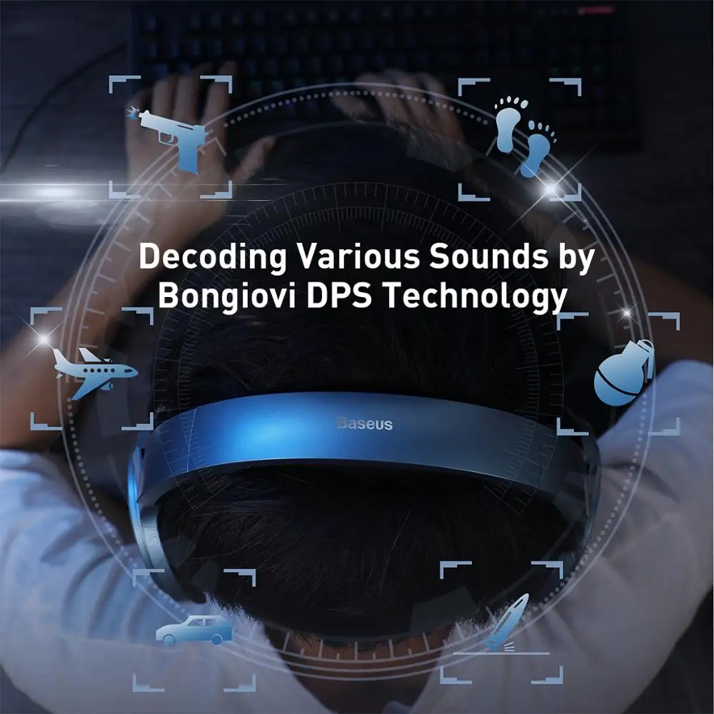  Baseus D05 3D Stereo Gaming Headphone USB/Type-C Colorful LED Light Wired Game Headsets with HD Mic