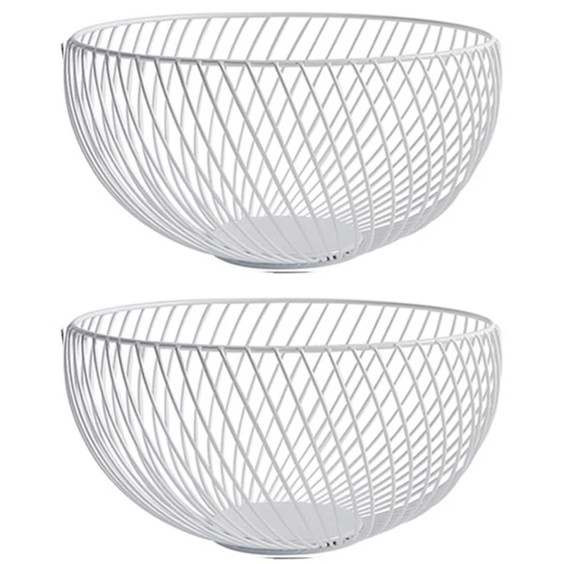 

2 Packs of Fruit Bread Basket Display Stand Two Packs,Modern Kitchen Fruit Bowl,Metal Wire Fruit Basket - Living Room,Kitchen,Co