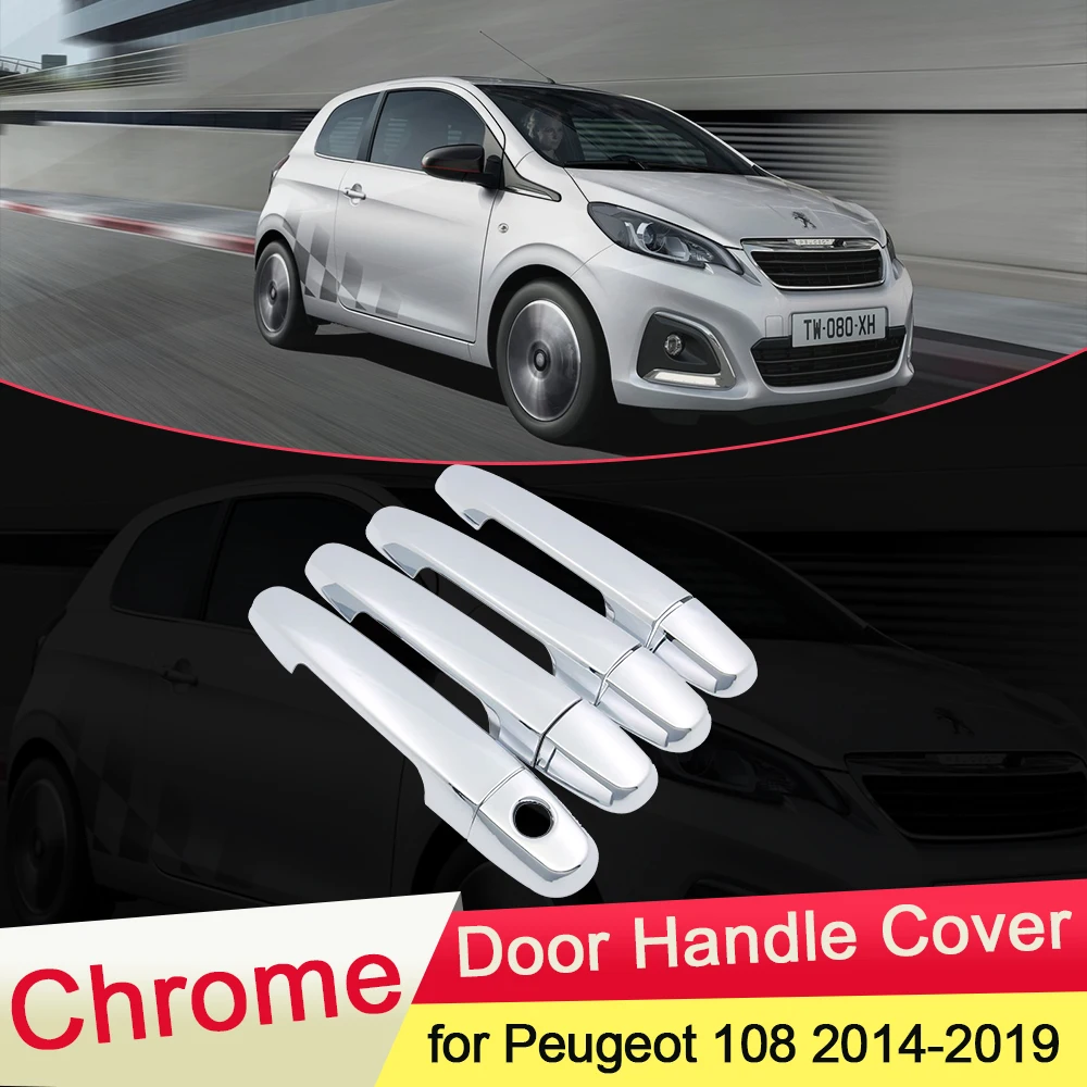 

Для Peugeot 108 2014 2015 2016 2017 2018 2019 хромированная крышка дверной ручки отделка Luxuriou Catch Cap автомобильный набор Стайлинг Аксессуары ABS
