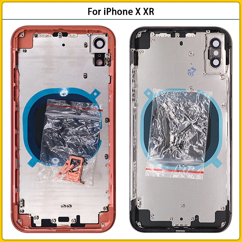 Nieuwe Voor Iphone Xr Glas Batterij Cover Deur Back Cover Midden Frame Chassis + Sim Tray Side Key Voor Iphone X Behuizing Case Vervangen|Behuizing mobiele telefoons| - AliExpress