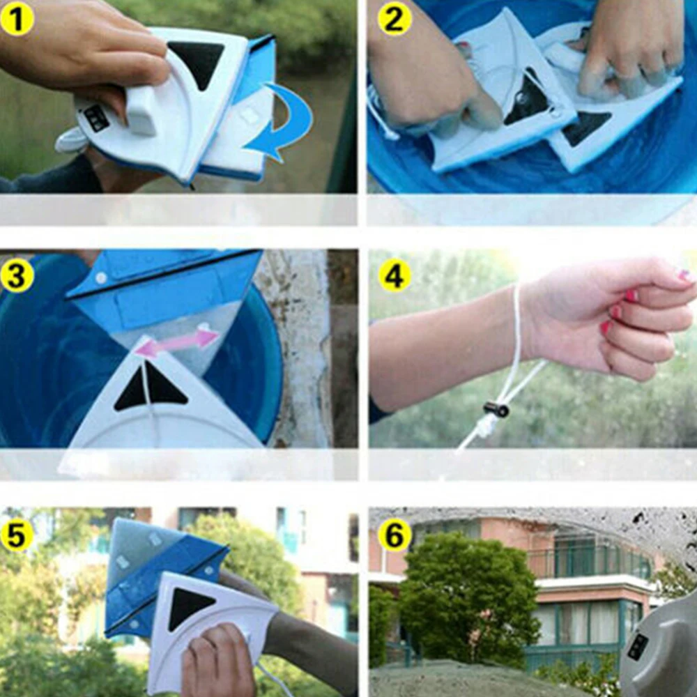New Magnetic Window Glass Cleaner Wiper Double Side Washing Windows Outside Surface Window Brush Glass Wiper Cleaning Brush Tool
