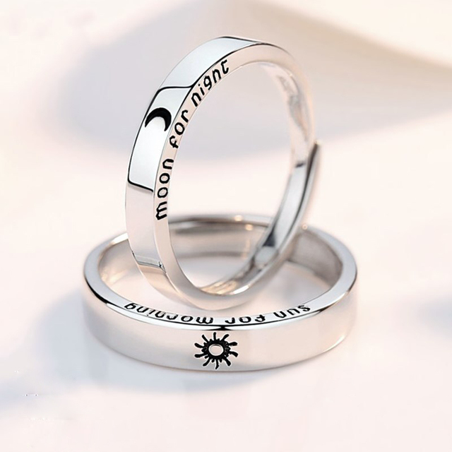 Pcs Leaves Lover Couple Rings Set Sun and Moon Minimalist Adjustable Ring For Men Women Engagement Valentine's Day Jewelry