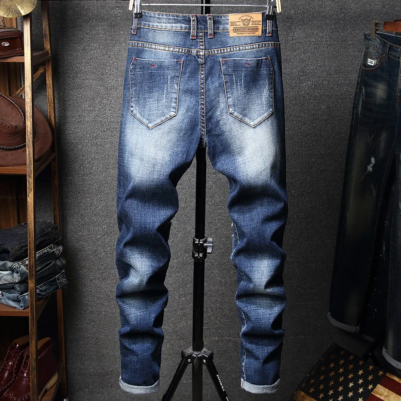 Bleu De Travail Homme Новинка Spijkerbroek тонкие синие джинсы мужские стрейч пантал N Mezclilla Hombre корейская модная дизайнерская одежда