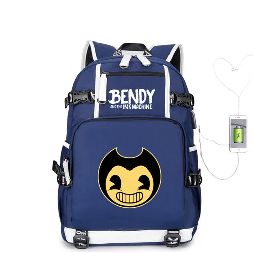 Style 2 Bendy чернильная машинка рюкзак с usb-портом для мужчин и женщин холщовая школьная книга сумки рюкзак для ноутбука Mochila Feminina для мальчиков и девочек - Цвет: Style 2