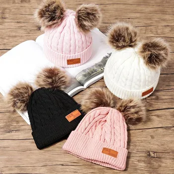 

2019 New Knitted Baby Hat Autumn Winter Baby Girls Hat Boys Cap Scarf Toddler Kids Beanies Wool Pom Pom Hat Accessories