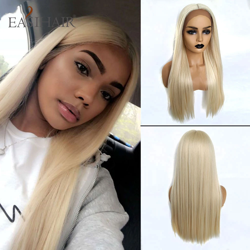 EASIHAIR длинный прямой светильник светлые волосы на кружеве парик с детскими