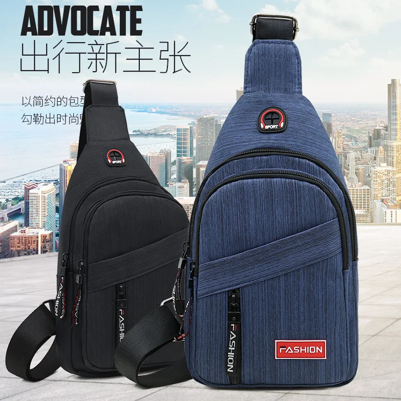 

Multi-functional Headphone Cable Hole Men's Women's Chest Pack Korean-style Business Casual Oxford Cloth Oblique Bag
