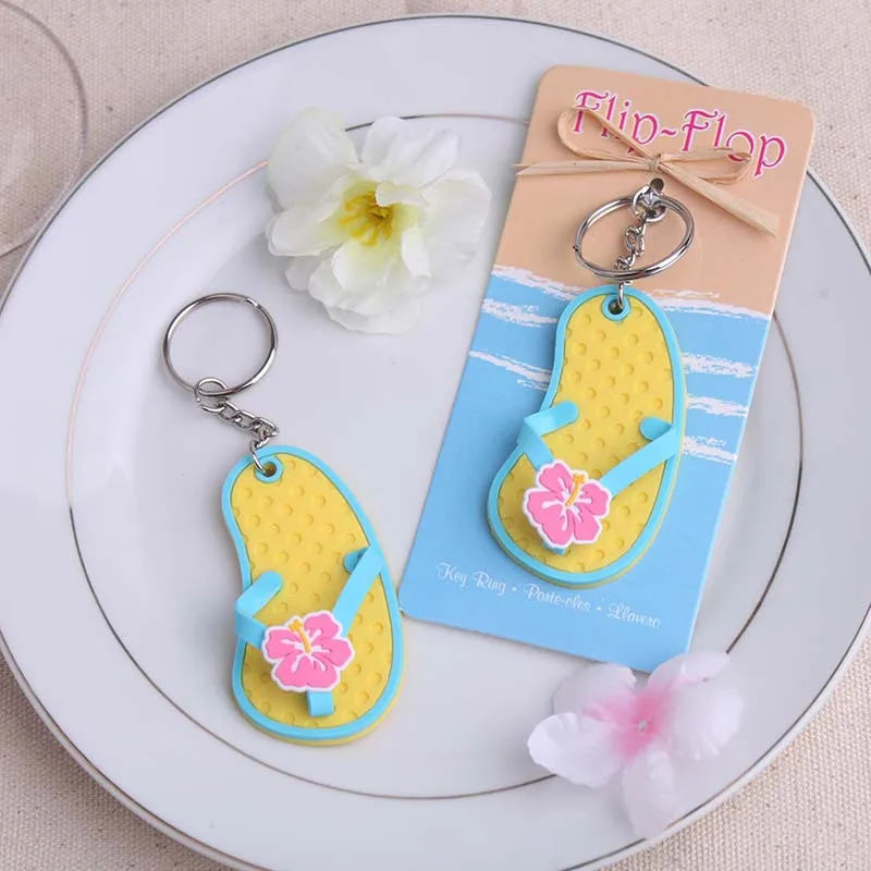 40 Beach Themed Flip Flop Key Chain Wedding Bridal Shower Party Gift Favors 