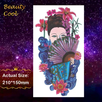 

Japan Beautyful Flower Girl 3D Temporary Tattoo Fake Sticker Makeup Body Art for Men Women DIY Designer Waterproof Cute Tattoos