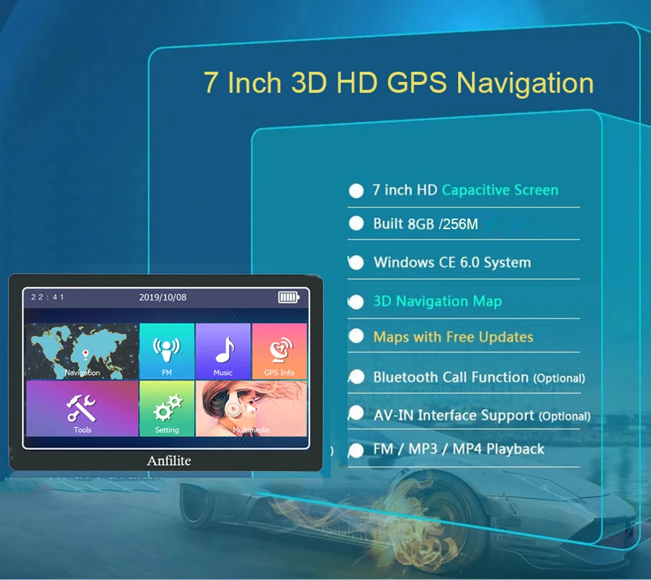 Anfilite " HD Автомобильный gps навигатор FM Bluetooth MP3 Navitel новейшая Европейская карта Sat nav грузовик gps навигаторы автомобильные
