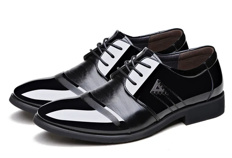 Классические деловые мужские модельные туфли; модные элегантные свадебные туфли; мужские офисные туфли-оксфорды без застежки; Цвет Черный; большие размеры - Цвет: Черный