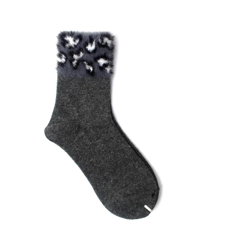 Новые женские шерстяные носки ferret зимние дышащие и теплые леопардовые носки средней длины с принтом женские 7 цветов 181 - Цвет: 01