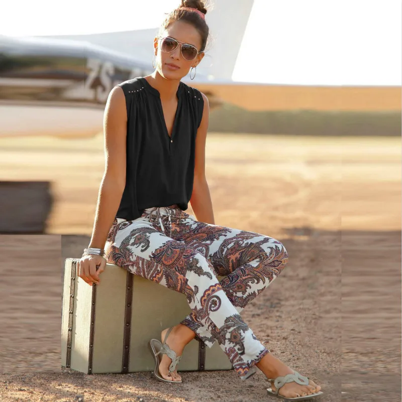 Женские блузки без рукавов для беременных с v-образным вырезом свободная