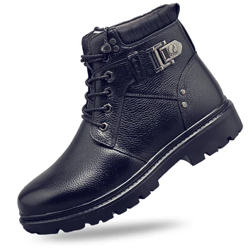 

2020 New Man Winter Genuine Leather Boots Soft White Thicken Warm 38-44 Man Minus Temperature Snow Real Leather Boots