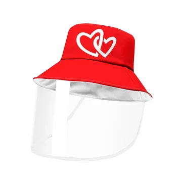 

Red Cap with Love Graffiti Print Beach Protective Face Shield Cover Windproof Fisherman Hat Summer Girl Anti Dust Shield Outdoor