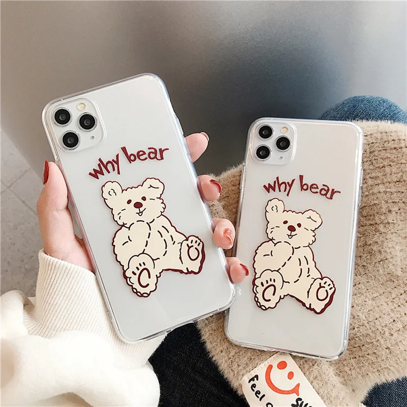 

Cute Cartoon Phone Case For iPhone 7 8plus Transparent TPU For iPhone X XS XR 11pro Max Soft Silicone Clear Anti-fall Back Cover