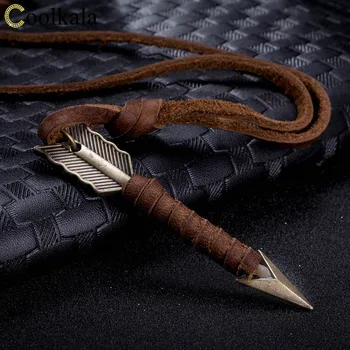 

Coolkala Creative cowhide rope necklace fashionable alloy pendant men's and women's simple all-match accessories