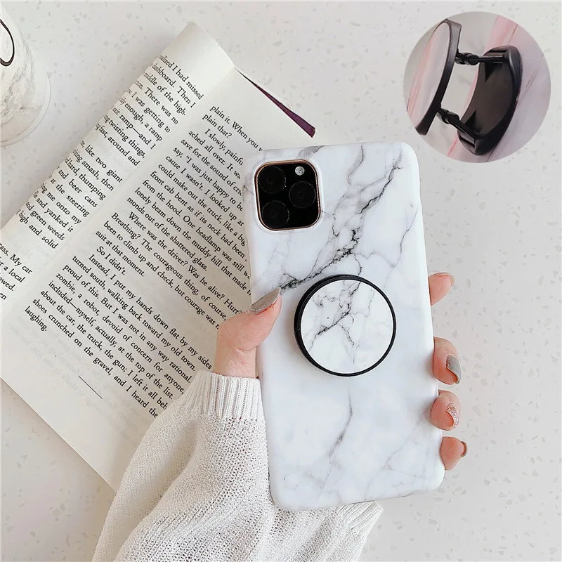 White Роскошный Мраморный чехол-подставка для телефона для iPhone 7 8 Plus X 6 6S Plus, мягкий силиконовый чехол для iPhone XR XS Max 11 Pro Max Cover - Цвет: White