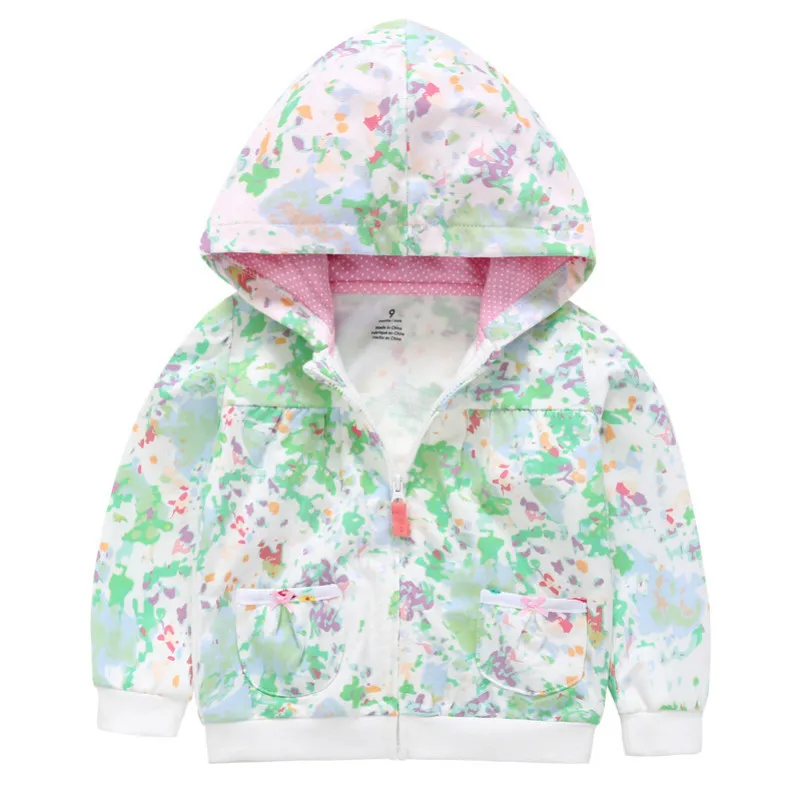 Flower Новинка года; сезон осень-зима; толстовка с капюшоном и цветочным принтом для маленьких девочек; верхняя одежда; roupa infantil; хлопковое пальто на молнии - Цвет: Flower