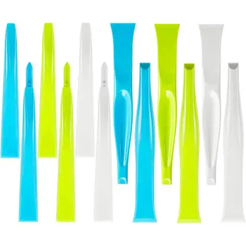 

12 Pieces Plastic Stiff Scraper Multipurpose Scraper Bottle Can Opener Gum Scraper Label Remover for Kitchen Groove Corner Windo