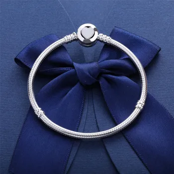 

100% 925 Sterling Silver Pan Bracelet Pink Heart-shaped Button Exquisite Pan Bracelet Is Most Popular Among Women