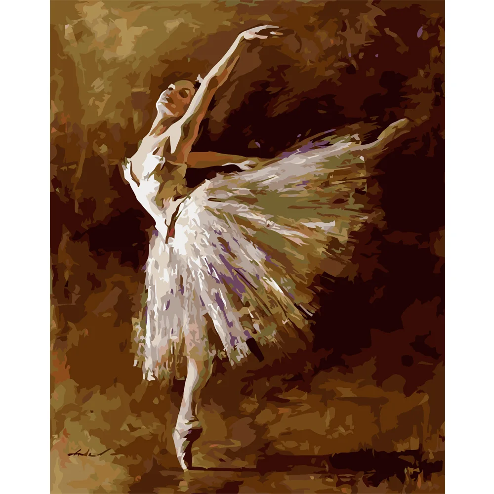 

Hot sales 40x50cm Framed DIY Painting By Numbers Ballet Girl Acrylic Painting Modern Picture Home Decor For Living Room