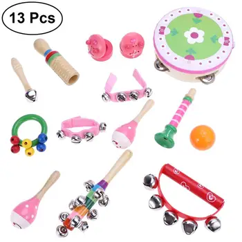 

13pcs Kids Musical Instruments Percussion Toy Rhythm Band Set Preschool Educational Musical Toys (Assorted Girl Style)