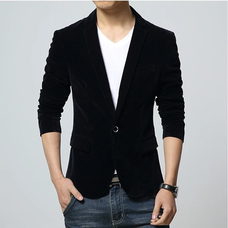 Blazers Men's Suit Autumn Jacket Masculino Men's Coats Velvet Hombre Solid Slim Fit Groom's Clothes Smart Casual Clothes MOOWNUC Blazers Men's Suit Autumn Jacket Masculino Men's Coats Velvet Hombre Solid Slim Fit Groom's Clothes Smart Casual Clothes MOOWNUC
