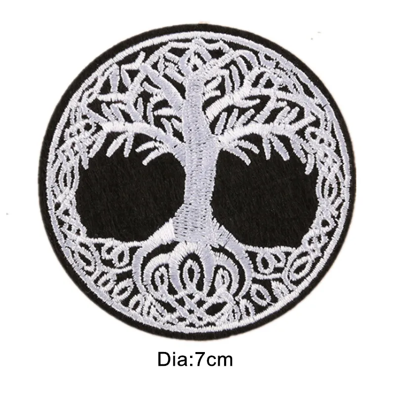 

Skull Tree Patches for Kids Clothes Sew Iron on Appliques DIY Embroidery Stickers Round Badges