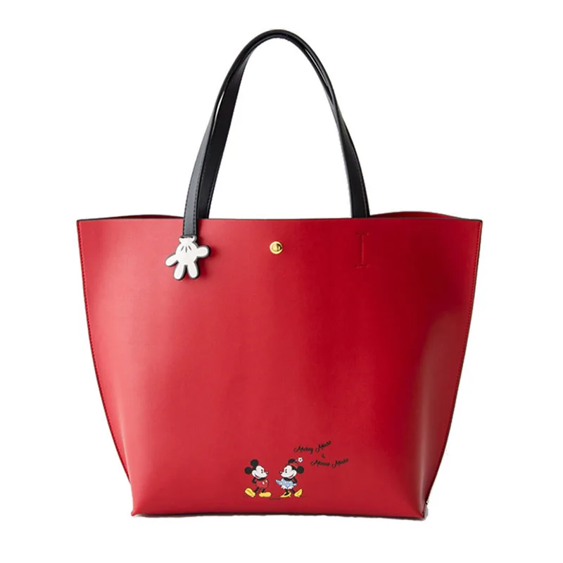 Red Дисней Микки Маус Женская Ручная сумка PU Schouder мультяшная дамская сумка Tote Tas Vrouwen Tas Mode Handtas дамские хозяйственные сумки - Цвет: Red