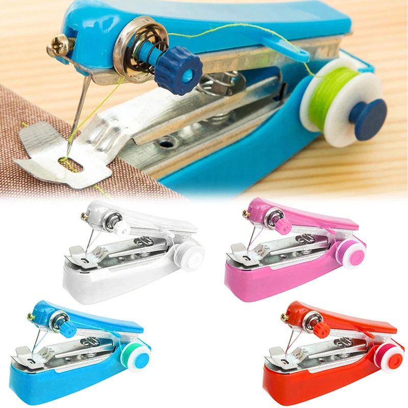 

1Pc Red Mini Sewing Machines Needlework Cordless Hand-Held Clothes Useful Portable Sewing Machines Handwork Tools Accessories