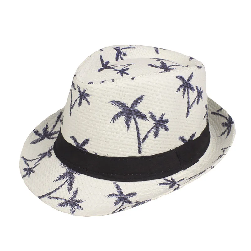 Summer Children Straw Hat Print Baby Hats Kids Boys Panama Jazz Hat Outdoor Sun Beach Cap baby accessories store near me	