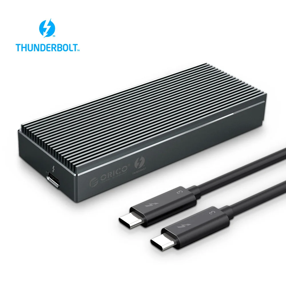 Gray ORICO Thunderbolt 3 40 Гбит/с NVME M.2 SSD корпус 2 ТБ Алюминиевый USB C с 40 Гбит/с Thunderbolt 3 C до C кабель для настольного ноутбука - Цвет: Gray