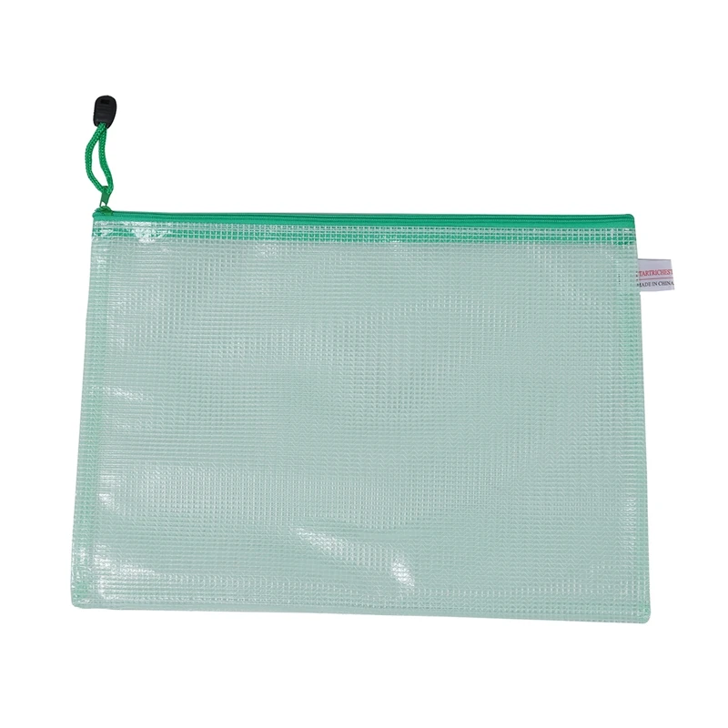 12 Pcs A4 Paper Gridding Zipper Closure Files Bags Folders Green
