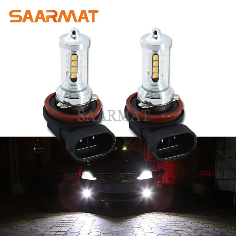 Пара белый 2000LM H8 H9 H11 H16 (Япония) светодиодный туман светильник дневного LED DRL для