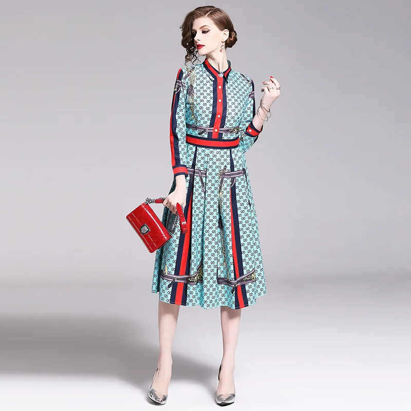 

Photo Shoot-(Green) Europe And America Fashion Slim Fit Waist Hugging Slimming Versatile Positioning Floral Printed Dress