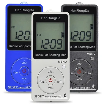 

HanRongDa Radio FM/AM Radio Portable Radio Receiver LCD Display Lock Button Pocket Radio with Earphone Sports Pedometer