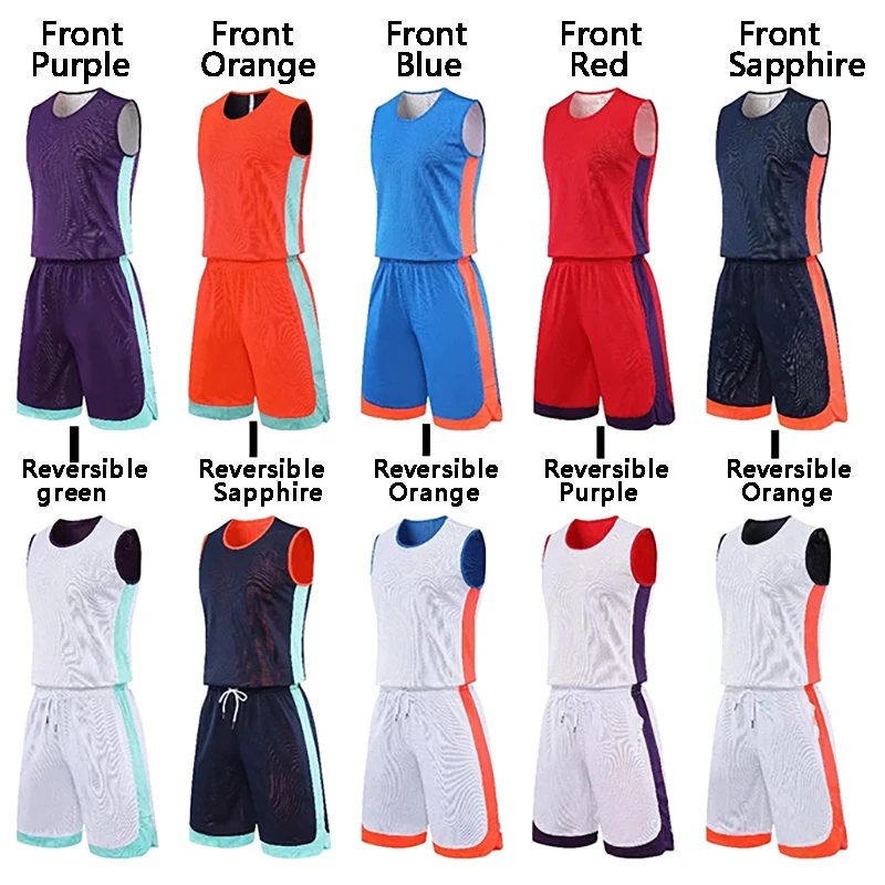 Reversible Basketball Jersey Sets Kids Basketball Uniforms kits Child Boys Girls Sports Clothing Men Double-side Sportswear kids sports suit men sports suit