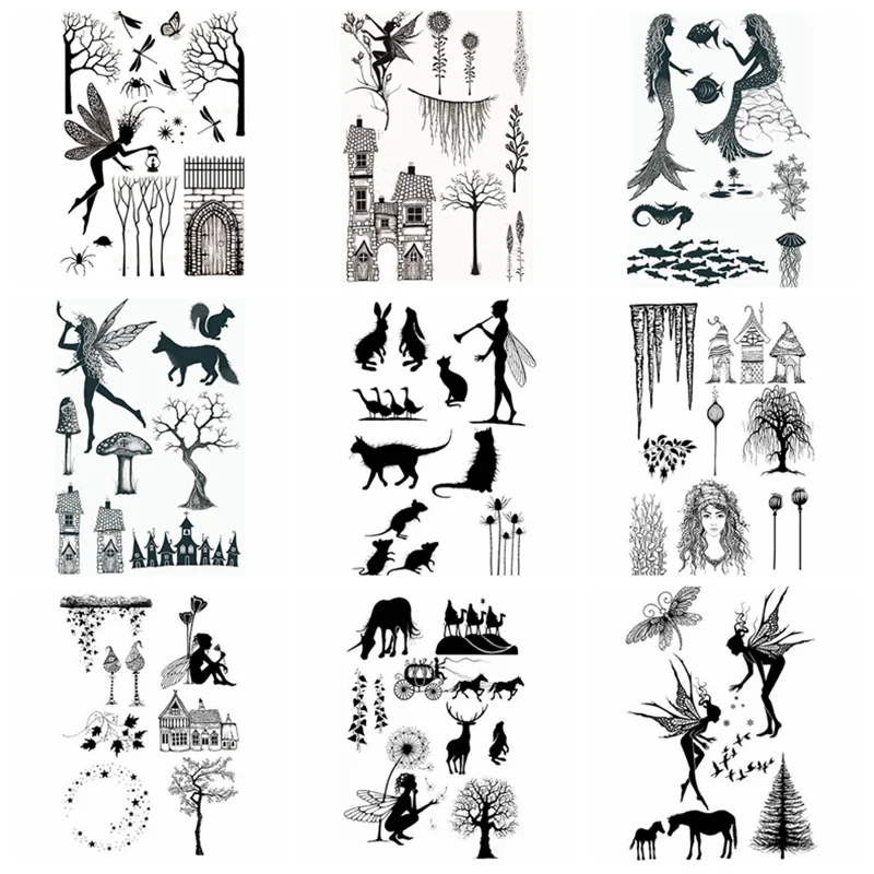 

Clear Stamps Fairy Tree Butterfly Rubber Transparent Silicone Seal for DIY Scrapbooking Photo Album Decorative New Stamps Crafts