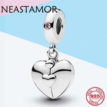 

New 925 Sterling Silver Family love Enamel Dangle Charm pendant Bead Fit Original Pandora Charm Bracelet Bangle Jewelry making