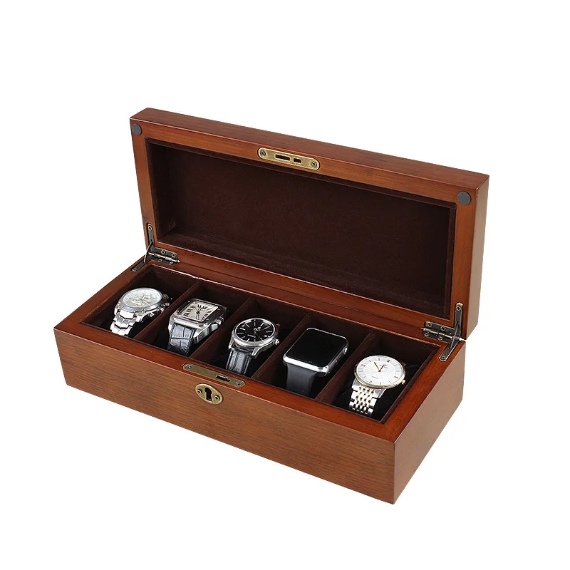 2022 10-Slots Solid Wooden Watch case 5 Seats Luxury Watch Organizer Box Wood Storage Box with Lock Jewelry Gift  Case for Man 