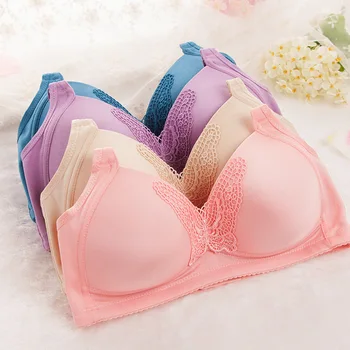 

WOMEN'S Underwear Non-Steel Ring Bra Large Size Shiny Side Butterfly Lace Thin Cup Factory Price