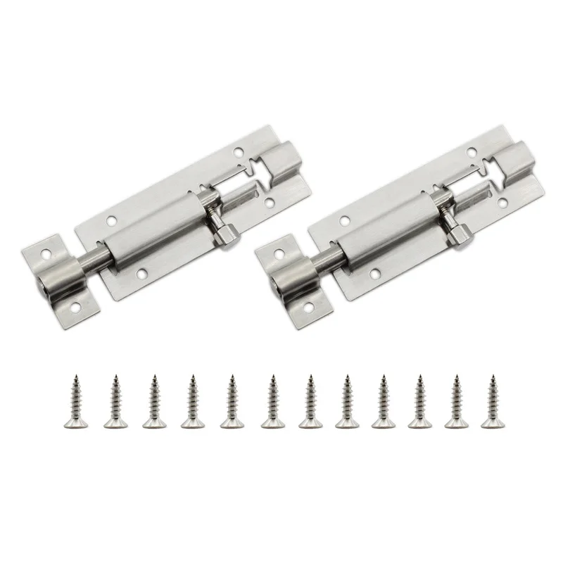 3''Barrel Bolt Lock, Door Security Slide Latch Lock,Thickened Door Latch Lock,Stainless Steel Slide Lock with Screws 2 Pcs